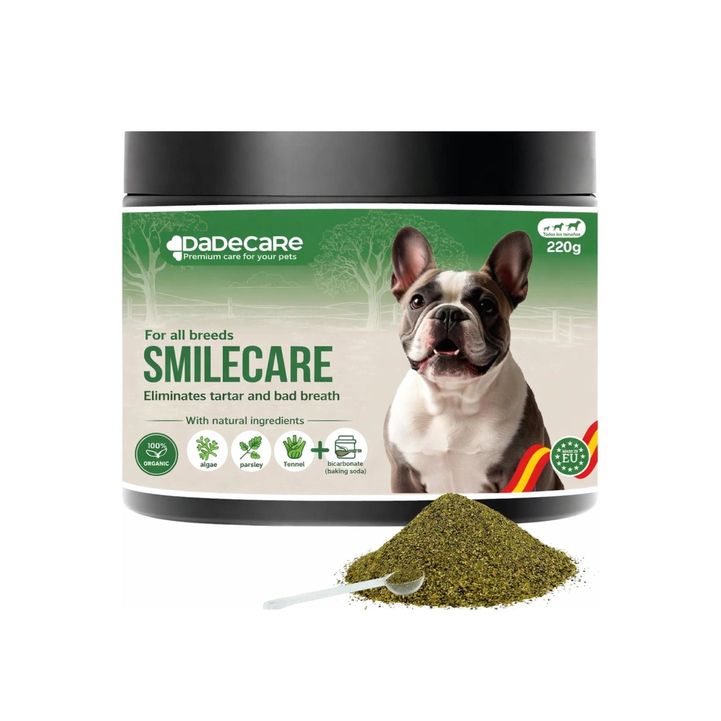 Smilecare – Powders for Bad Breath 220g Kelp – Natural Alternative Toothpaste for Dogs and Cats, Improves Breath, Reduces Tartar, Prevention Dental Problems – No Daily Brushing