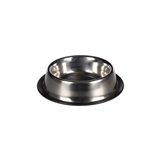 Dog & Cat Feeding and drinking bowl Thorgan Rubber Rim Anti Slip Round Silver 13cm 500ml