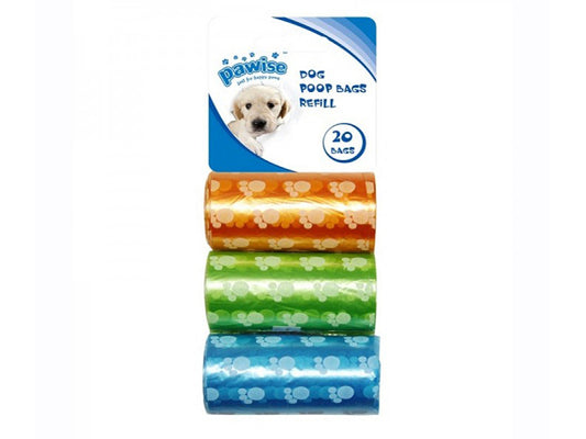 Pawise set of 3 colorful poop bags refills