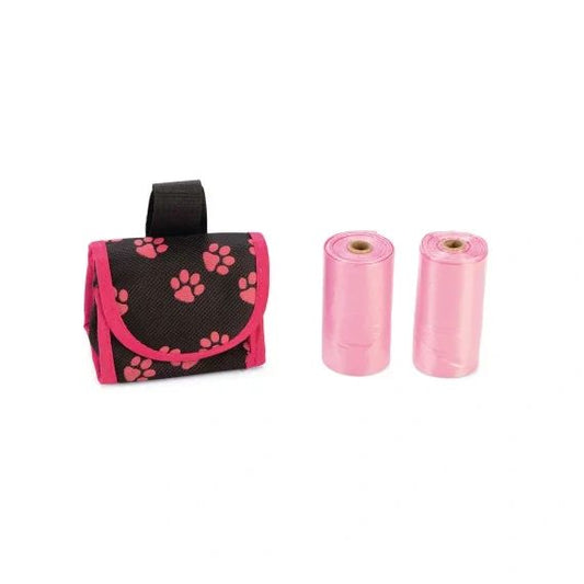 Easy Bag Dog Poop Waste Dispenser (Black/Pink) with 2x12 Bags
