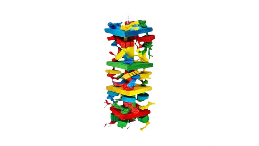 Extra Large Colorful Wood & Rope Parrot Chew Toy (55cm x 15cm) Bird - Parrot Toy