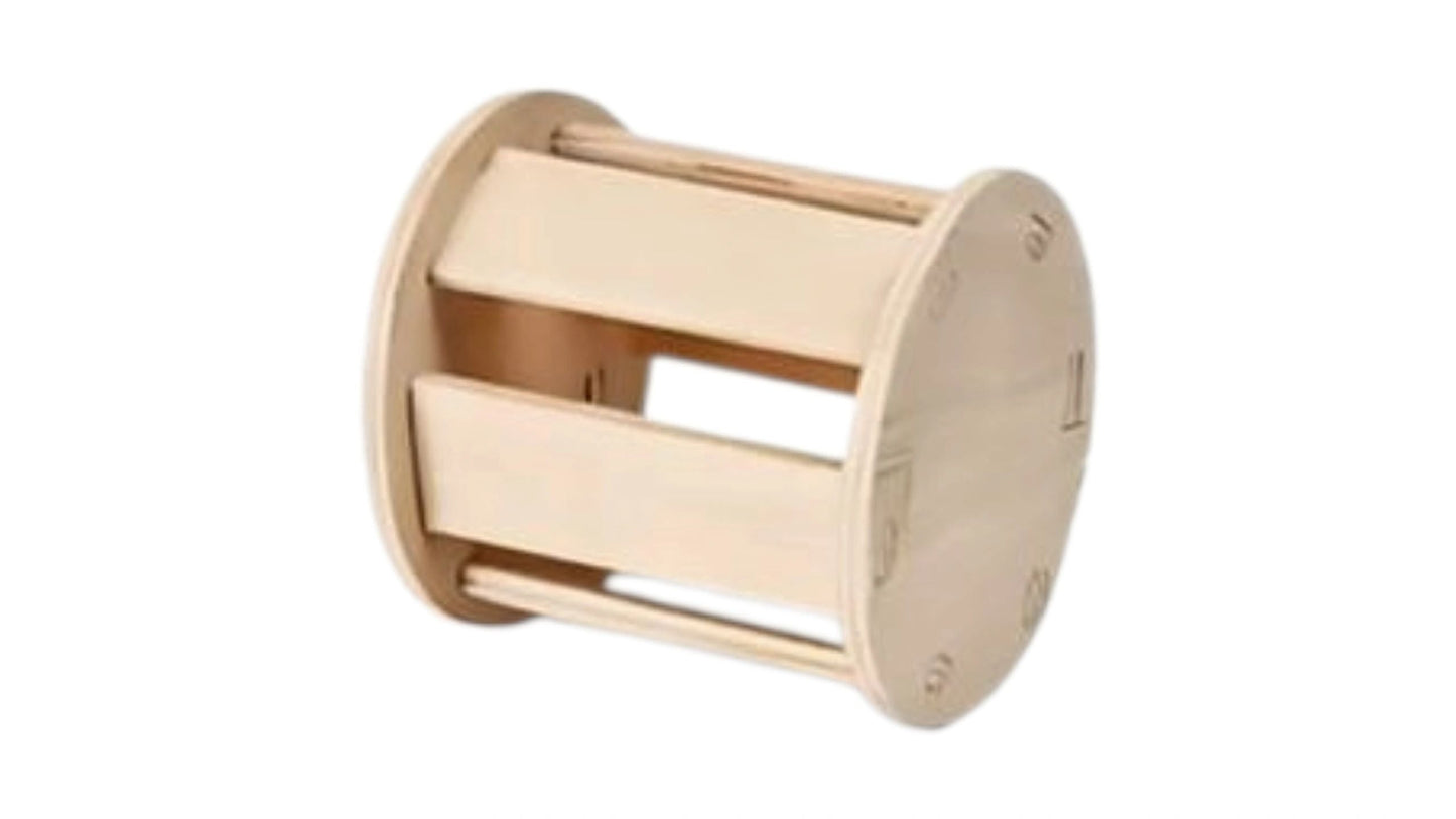 Extra Large Wooden Rolling Chew Toy with Bell for Rodents, Hamsters, Rabbits and more. 1 Piece