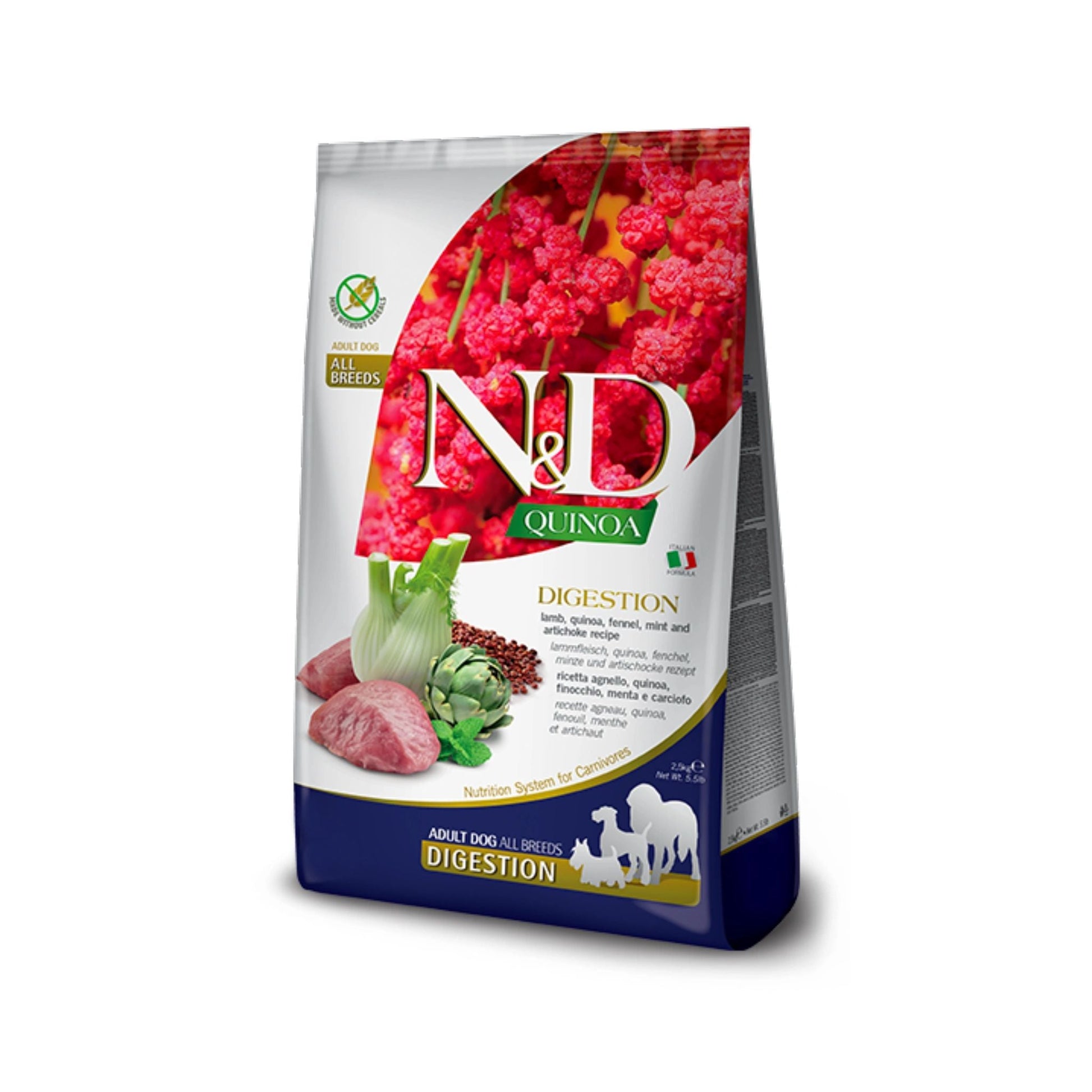 N&D Dog Food Quinoa - Lamb Digestion adult mini/medium/maxi pork 2.5kg
