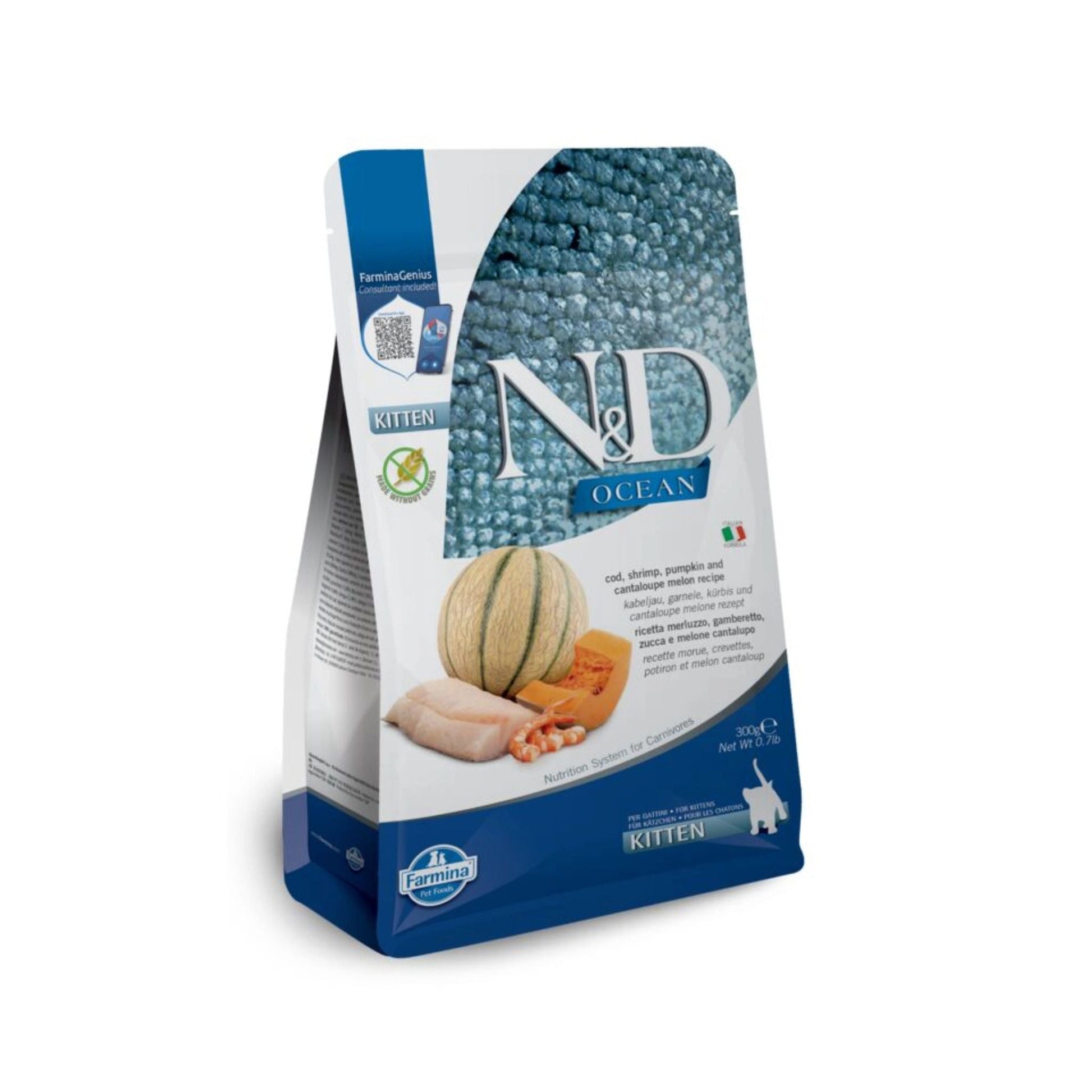 N&D Ocean Kitten – COD, SHRIMP, PUMPKIN AND CANTALOUPE MELON recipe 1.5Kg