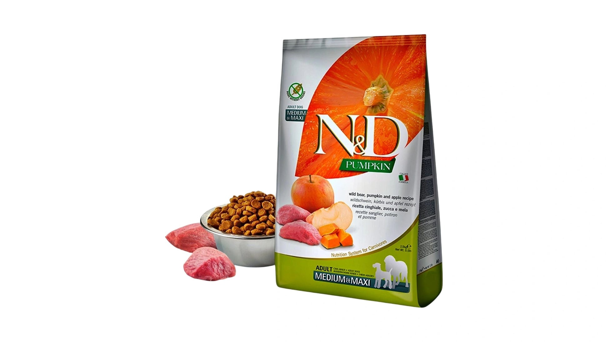 N&D Pumpkin Dog Food - Adult Medium & Maxi Boar and Apple 2.5KG