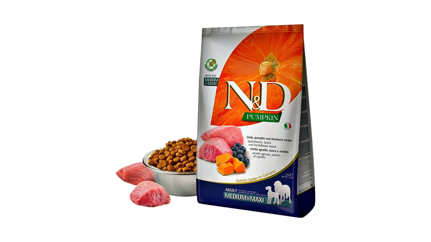 N&D Pumpkin Dog Food Adult Medium/Maxi Lamb, Pumpkin and Blueberry, 2,5kg