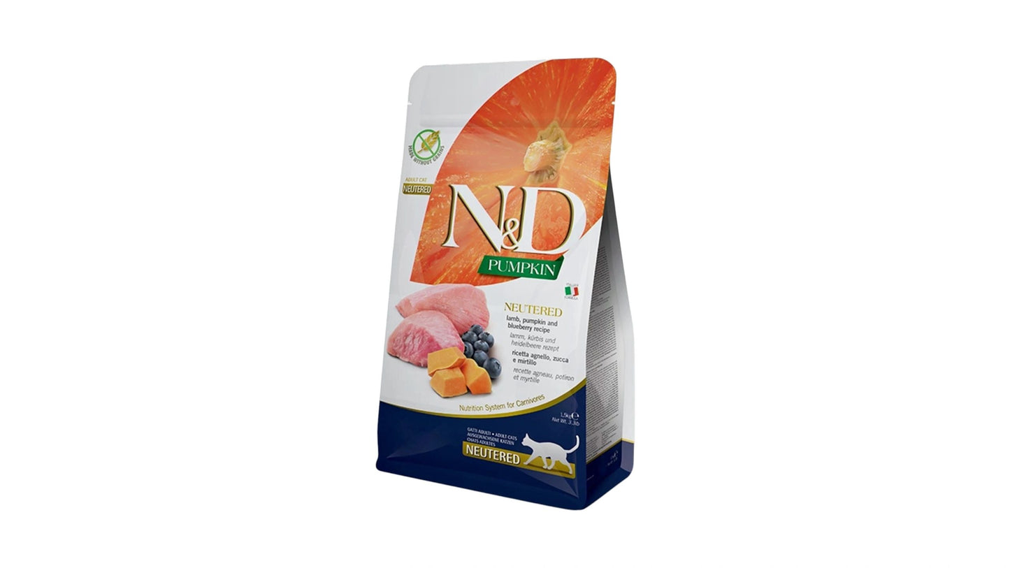 N&D Pumpkin Neutered Cat Food Lamb Pumpkin & Blueberry 1.5kg