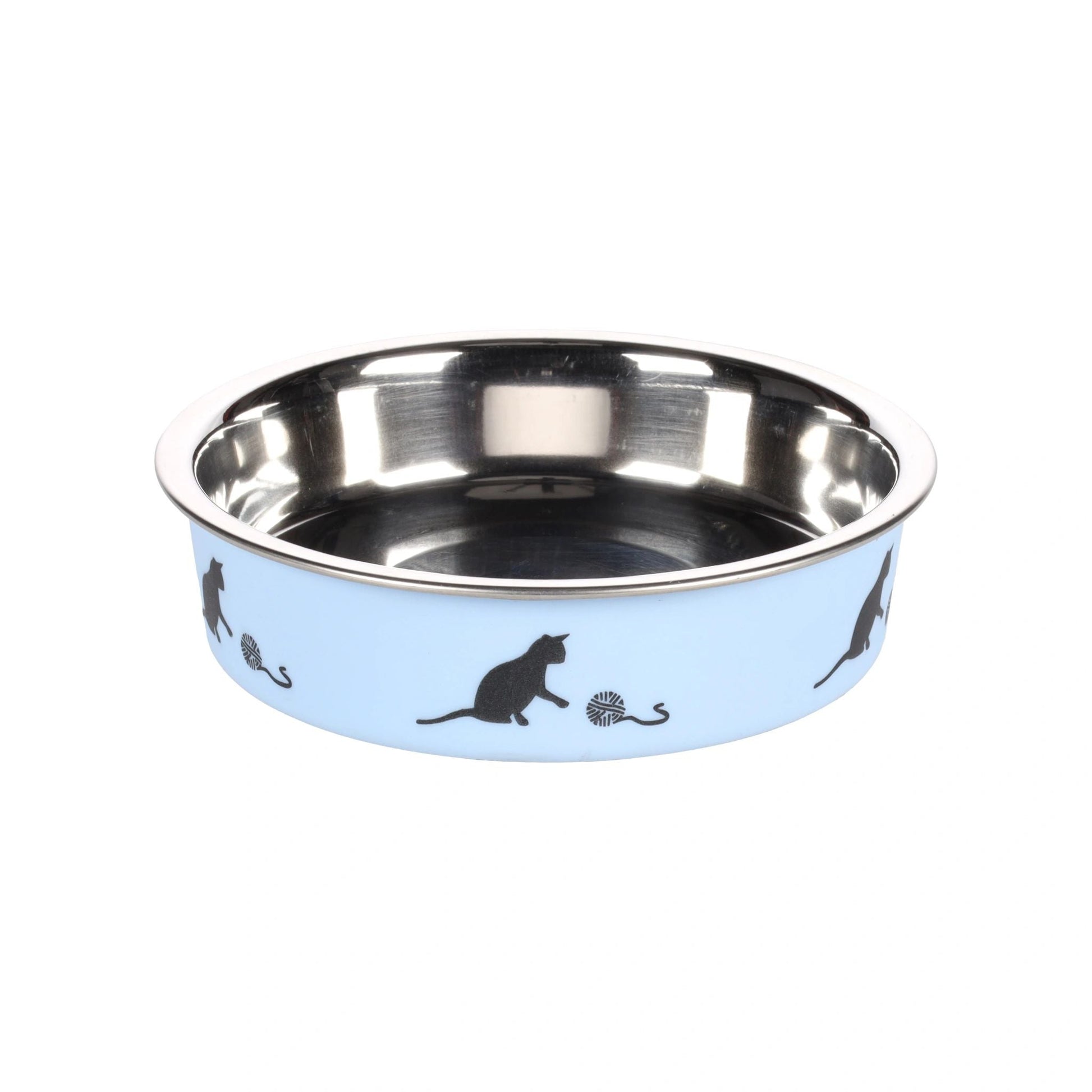 Feeding and drinking bowl Dena Round Light blue & Silver 11.5cm 160ml