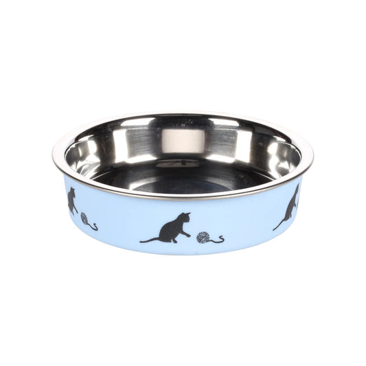Feeding and drinking bowl Dena Round Light blue & Silver 11.5cm 160ml