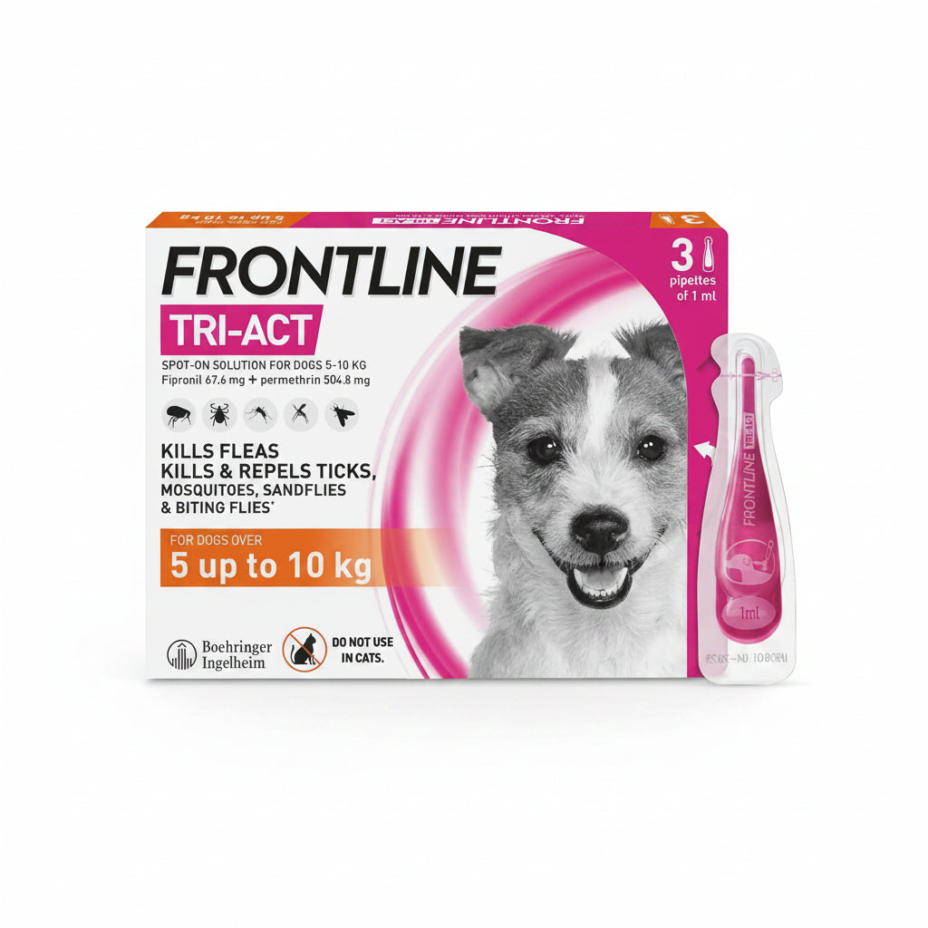 Frontline Tri-Act Flea & Tick Treatment Dogs 5-10kg 3 Pipettes