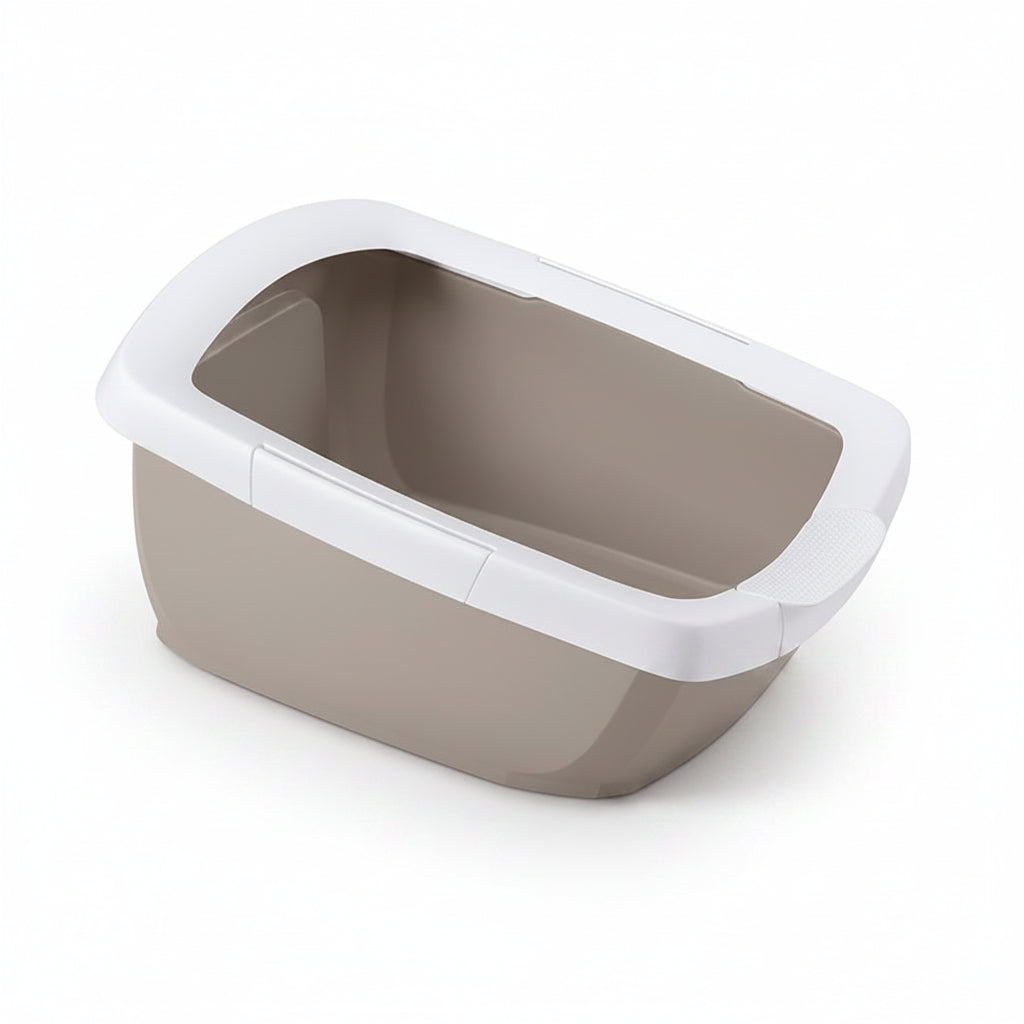 IMAC Funny large cat litter tray, Grey-beige with white rim