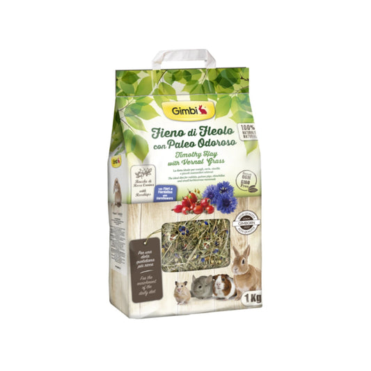 Gimbi Timothy Hay with Vernal Grass 1kg Rabbit & Guinea Pig Food