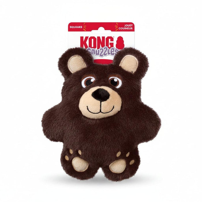 KONG Snuzzles Bear medium brown plush dog toy with full-body squeaker