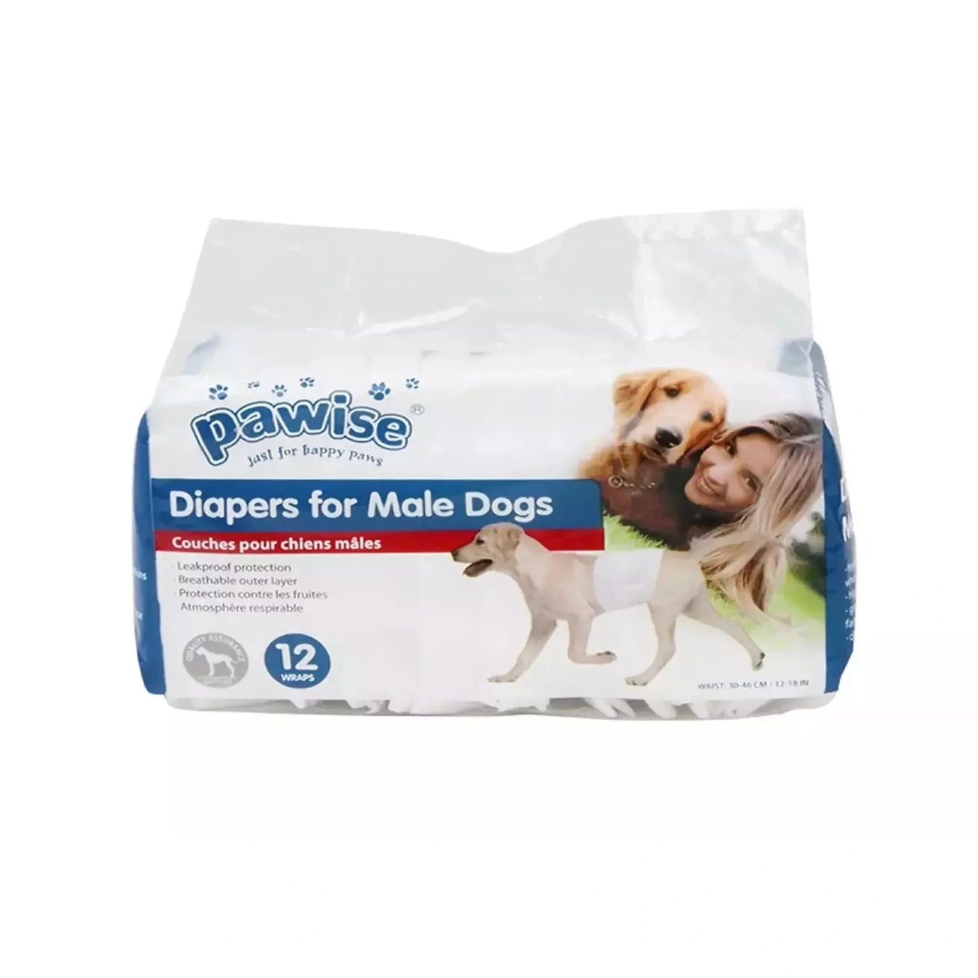 Disposable Male Dog Diapers Wraps - Medium (46-60 cm)