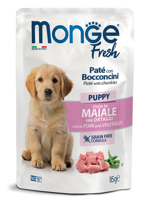 Monge Fresh Puppy & Junior Pork with Vegetables Wet Dog Food 85g