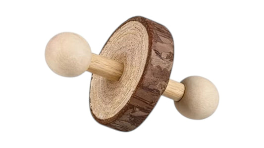 Natural Wooden Dumbbell Chew Toy for Rodents