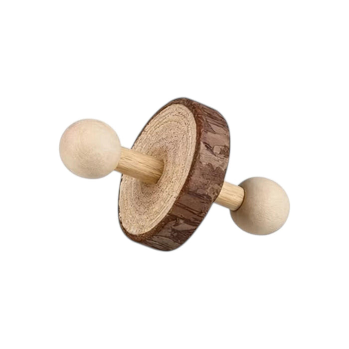 Natural Wooden Dumbbell Chew Toy for Rodents