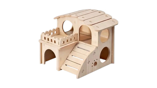 Natural Wooden Hideout & Toy House for Hamsters and Small Rodents. 1 Piece