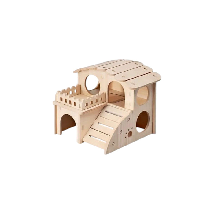 Natural Wooden Hideout & Toy House for Hamsters and Small Rodents. 1 Piece