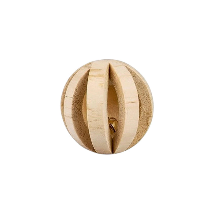 Natural Wooden Slat Ball with Bell Rodent Chew Toy (5.5cm)