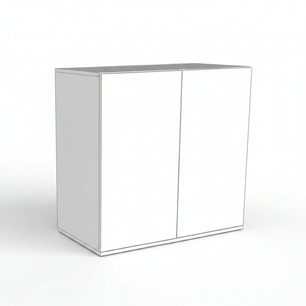 A  two-door Askoll Opera aquarium cabinet, shown in gray and white on a plain white background.