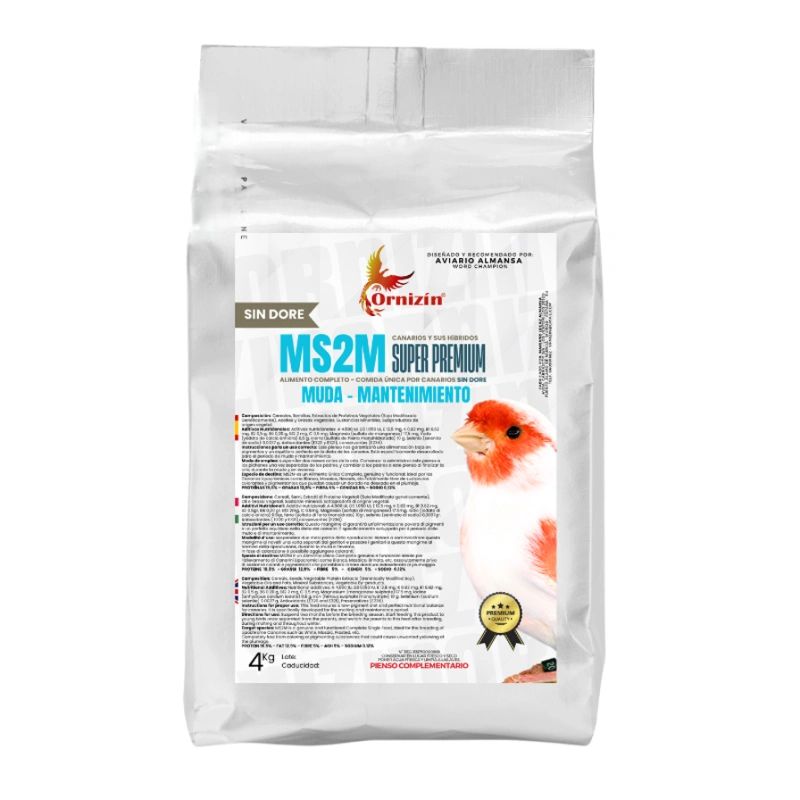 Ornizin MS2M SinDorè Complete Single Food for Canaries, Moulting and Maintenance, 4kg