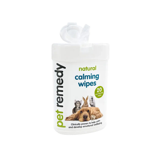 Pet Remedy Natural Calming Wipes for Dogs, Cats & Pets | 20-Pack Travel Tub for Stress Relief