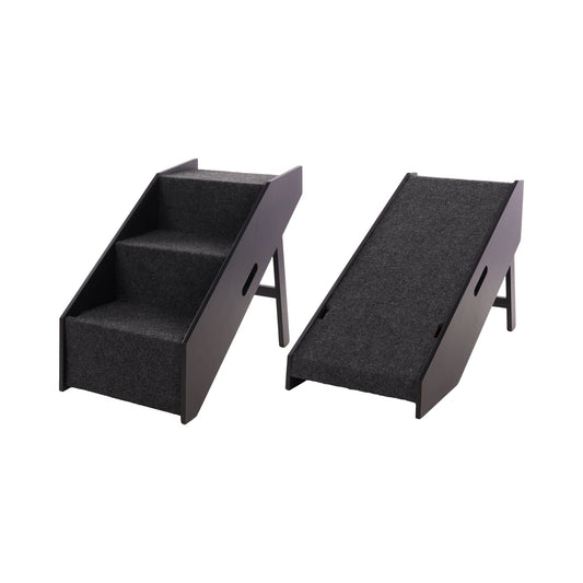Pino 2-in-1 Foldable Dog Stairs & Ramp (Black) - 62x36x51cm
