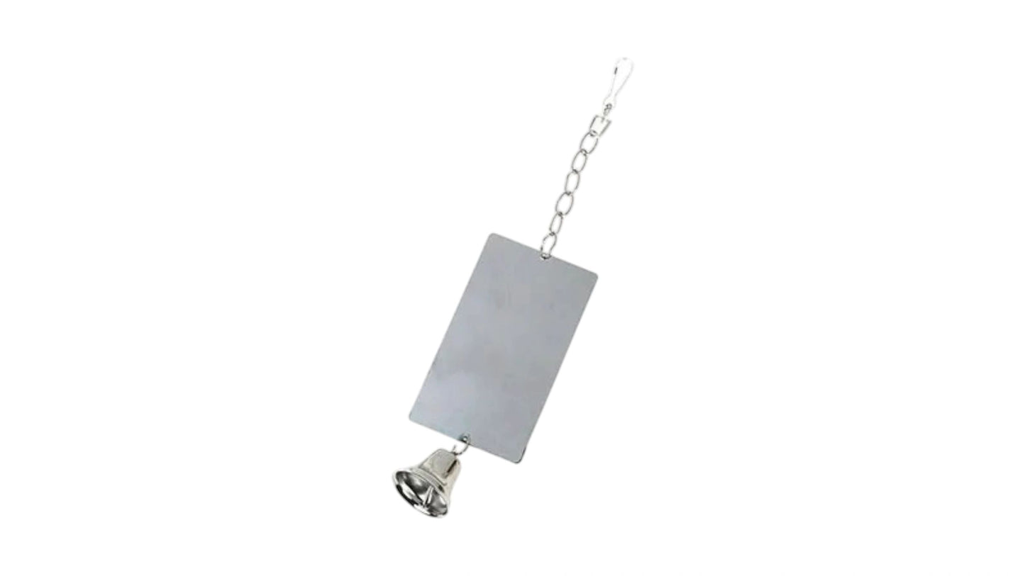 Rectangle Mirror With Bell, Bird - Parrot Toy