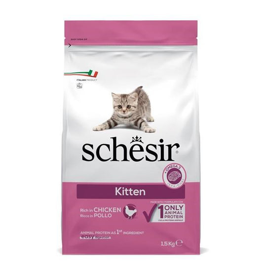 Schesir Kitten cat food package on a white background