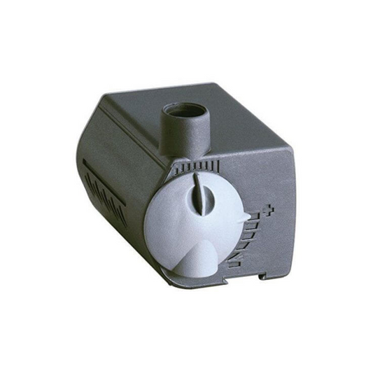 A gray plastic aquarium pump or filter component with a white circular dial and measurement markings, shown on a plain white background.