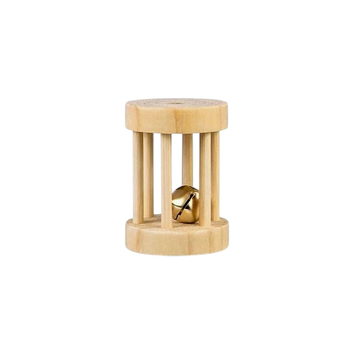 Small Natural Wooden Roll with Bell Rodent Chew Toy (3.7cm x 5.4cm)