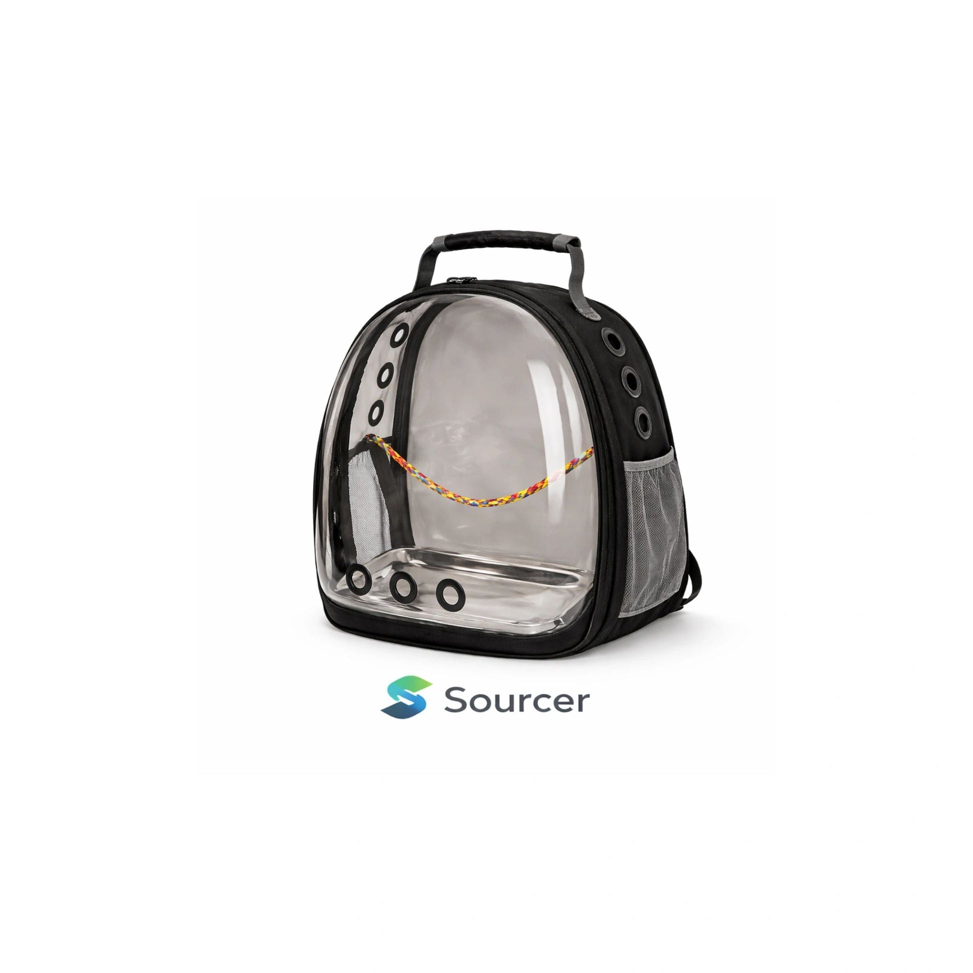 Sourcer Clear View Medium Parrot Travel Backpack Black – 40.6cm Height (Galah, Corella & Similar Size Parrots)
