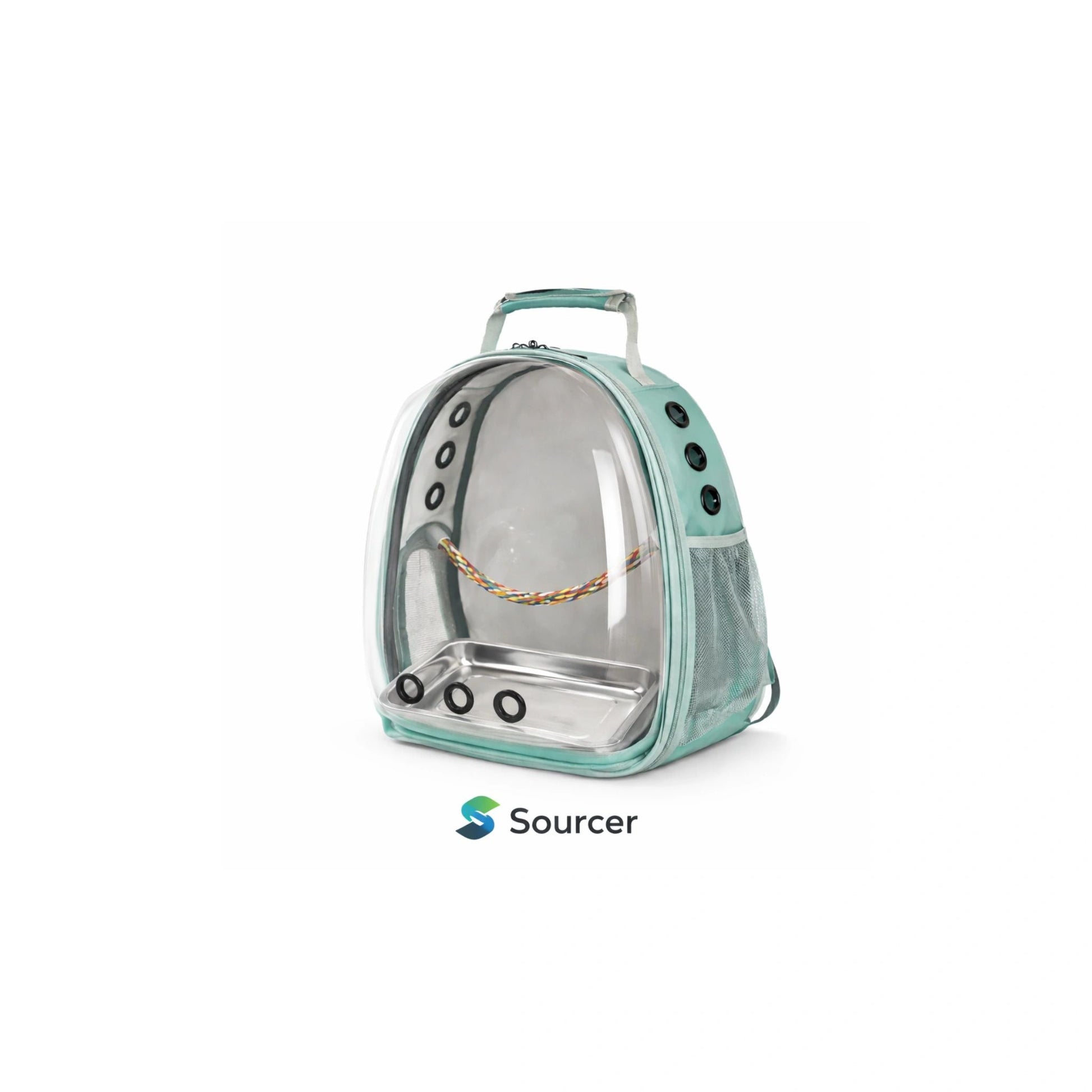 Sourcer Clear View Medium Parrot Travel Backpack Green – 40.6cm Height (Galah, Corella & Similar Size Parrots)