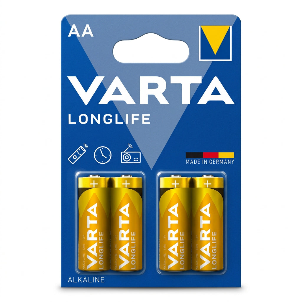 VARTA Longlife AA LR6 1.5V alkaline batteries four pack