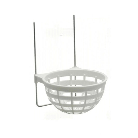 White Plastic Internal Canary nest with wire hooks.
