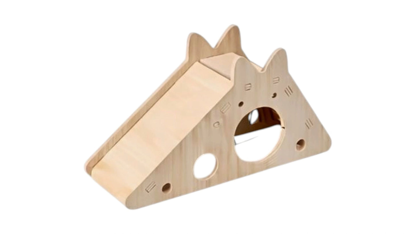 Wooden House Slide & Hideout Chew Toy for Hamsters & Small Rodents. 1 Piece