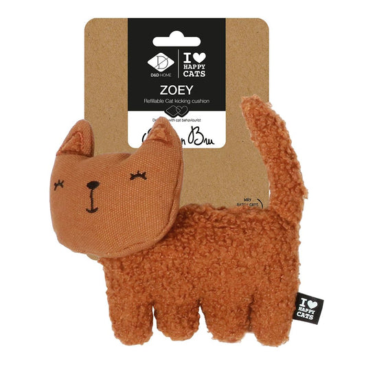 Zoey Refillable Cat Kicking Cushion Toy with Catnip Interactive Plush