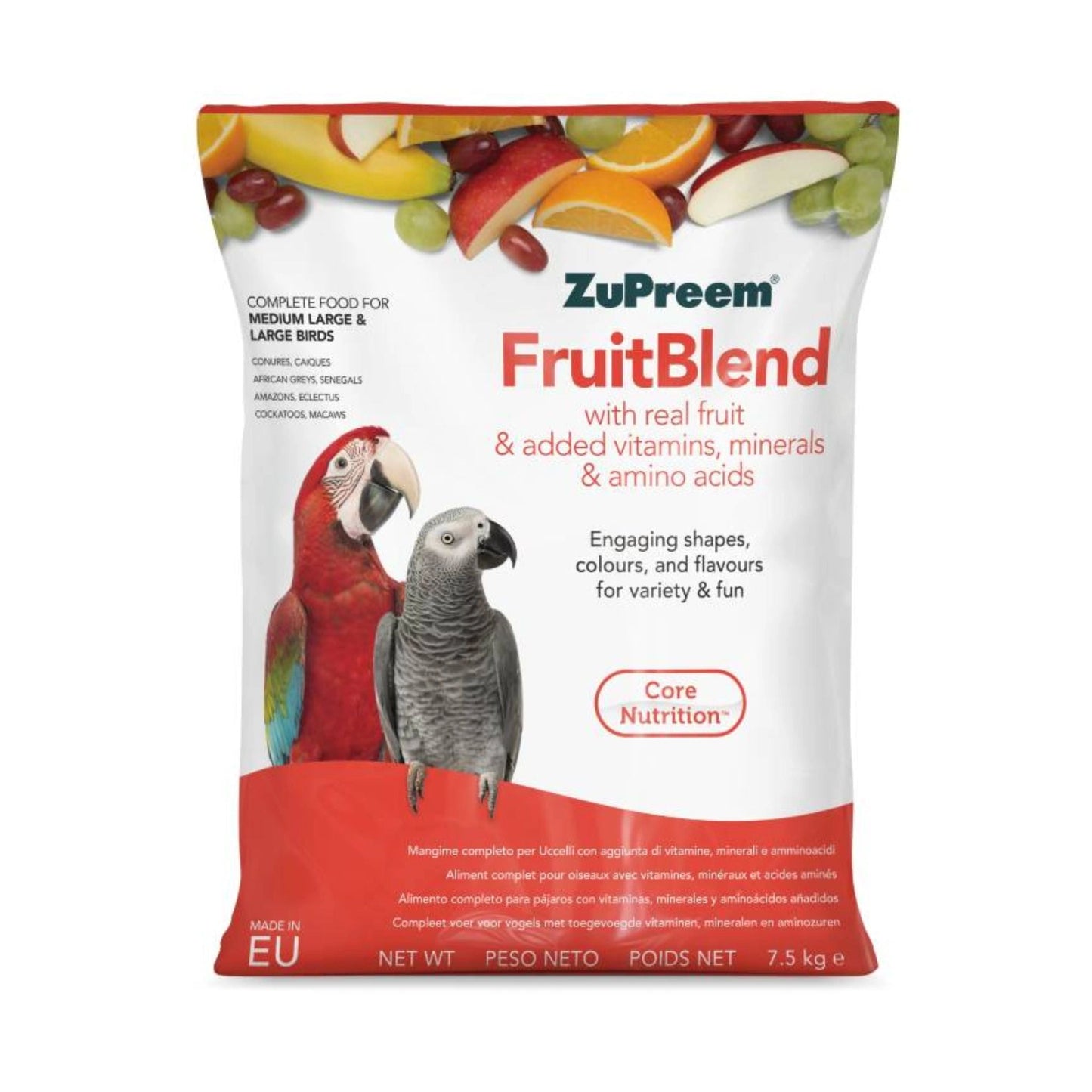 ZuPreem FruitBlend Medium/Large Birds 7.5kg | Complete Parrot Diet & Breeding Nutrition