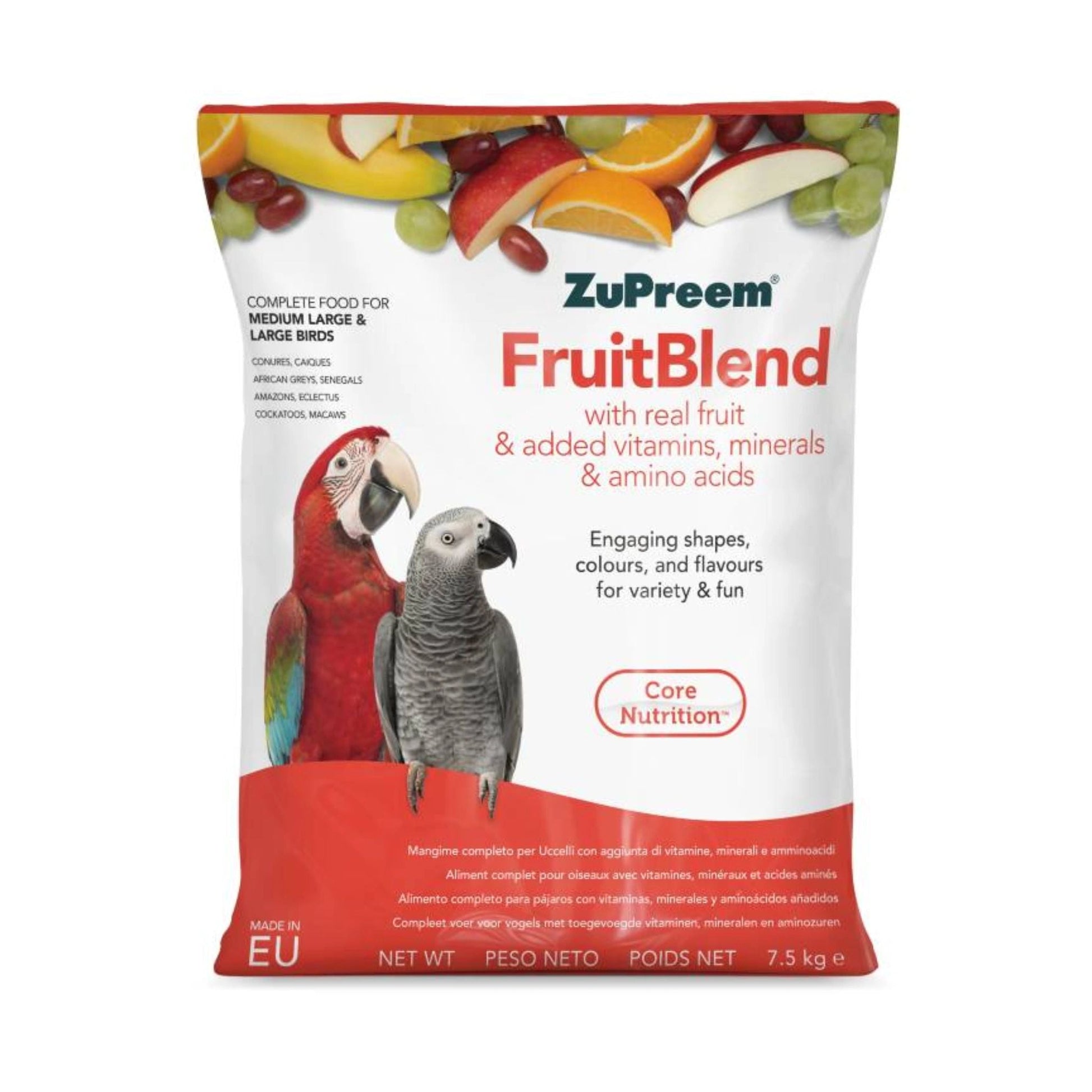 ZuPreem FruitBlend Medium/Large Birds 7.5kg | Complete Parrot Diet & Breeding Nutrition