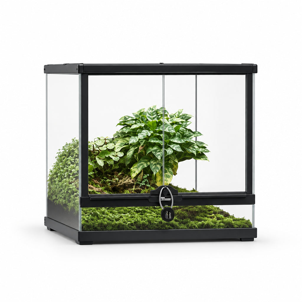 Terratlantis Smart Line 45 × 45 × 45cm black glass aquaterrarium