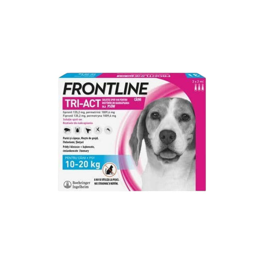 Frontline Tri-Act Flea & Tick Treatment Dogs 10-20kg 3 Pipettes