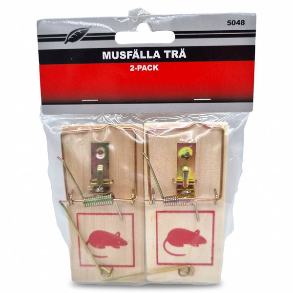 Two traditional reusable wooden spring mouse traps